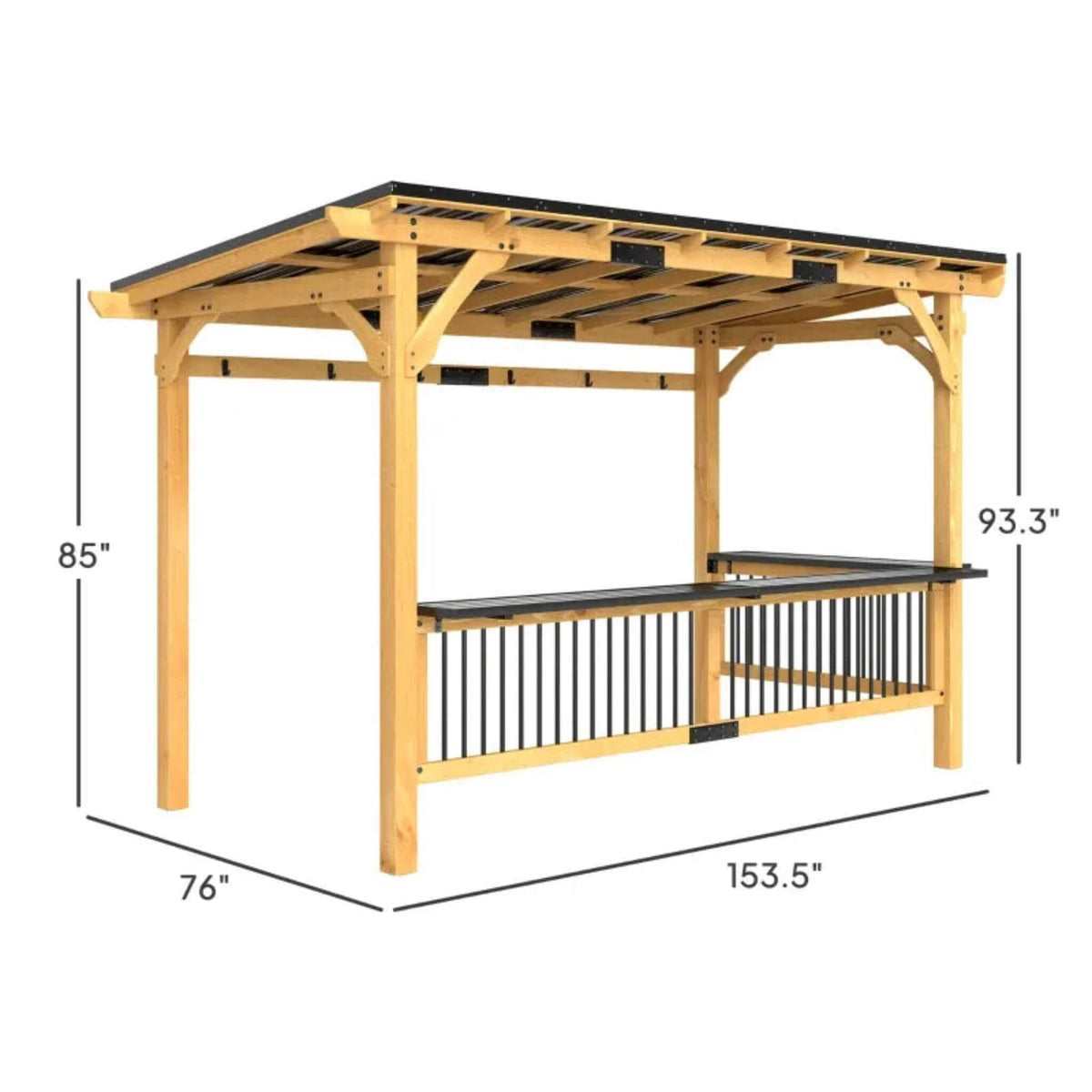 Alora Premium Outdoor Hardtop Wooden BBQ Grill Gazebo 6'x13'
