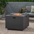 33' Outdoor Iron Square Propane Fire Pit, Tank Inside, Brushed Brown 50,000 BTU