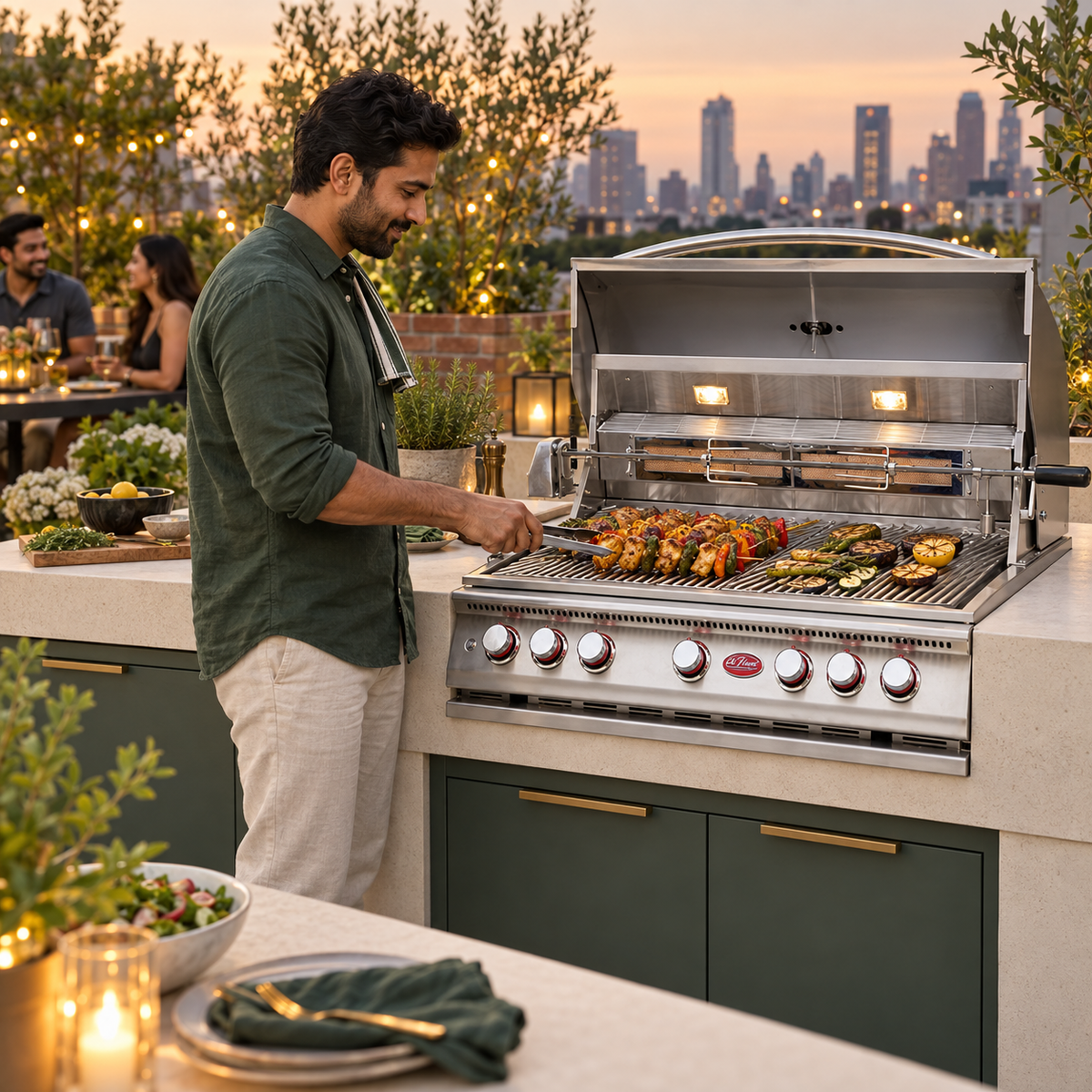 Cal Flame P5 5-Burner Built-In Grill With Rotisserie 39"