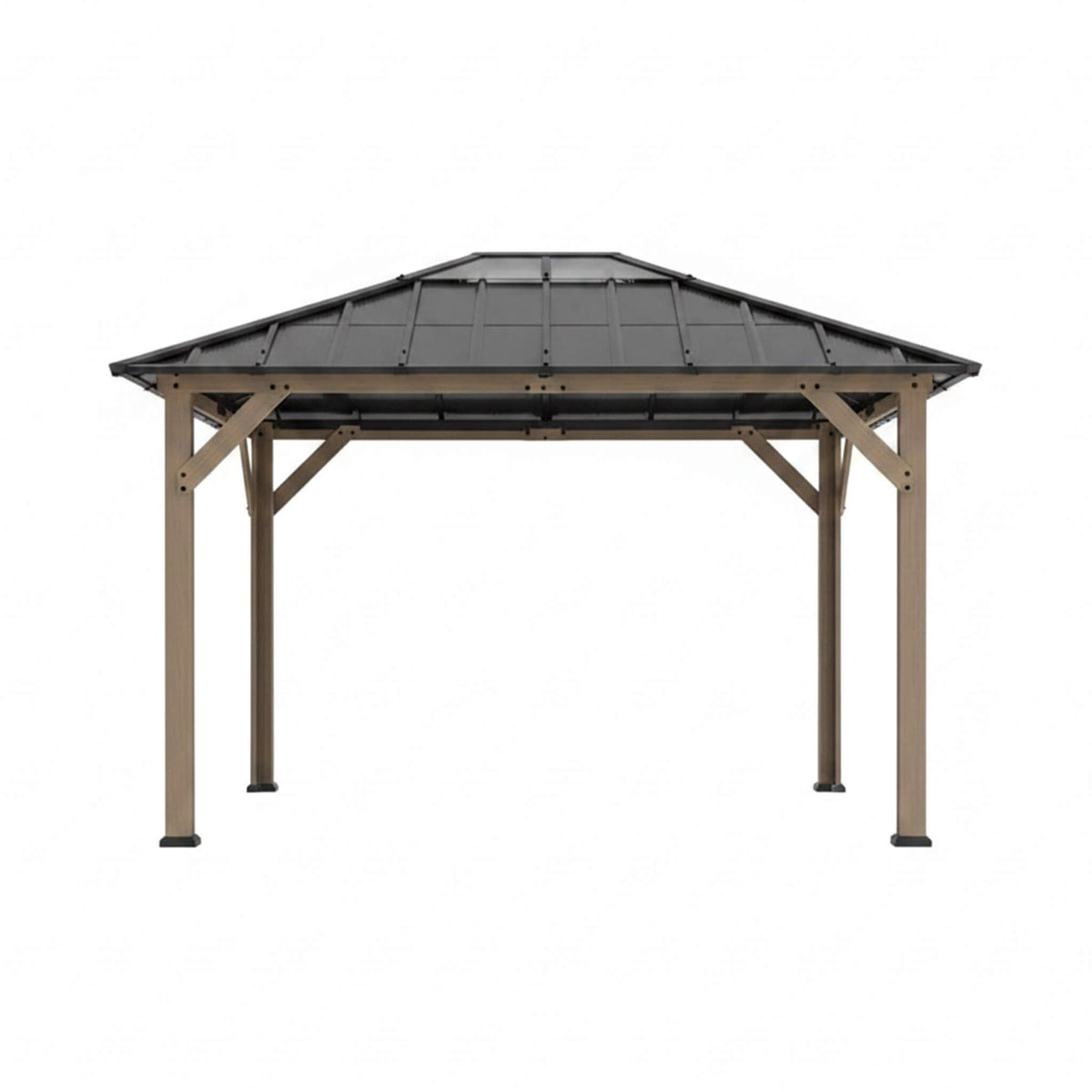 Alora Heavy-Duty Fir Wood Hardtop Gazebo With Galvanized Steel Roof And Ceiling Hooks - 8' x 10'