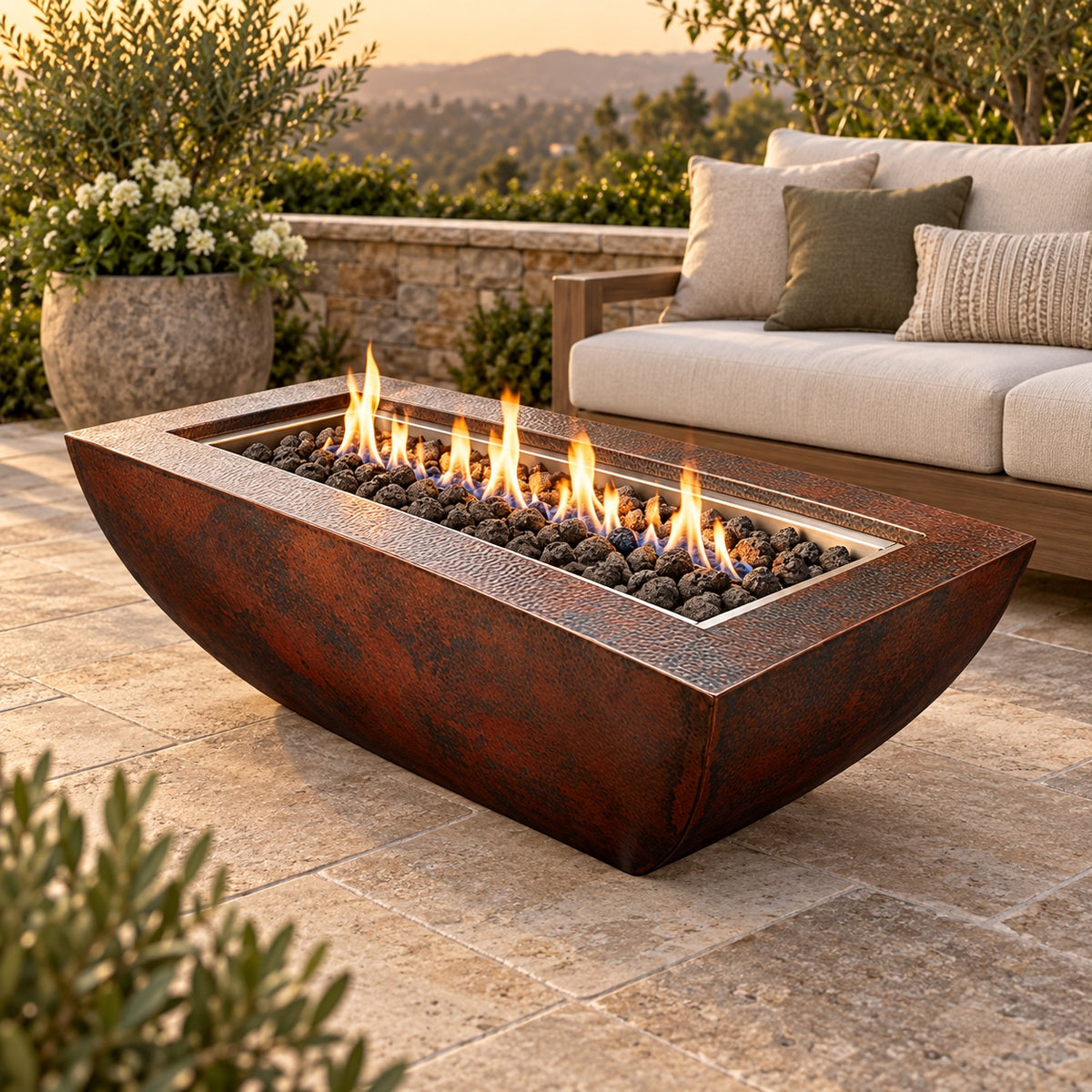 HPC Phoenix Hammered Copper Fire Bowl – 47″