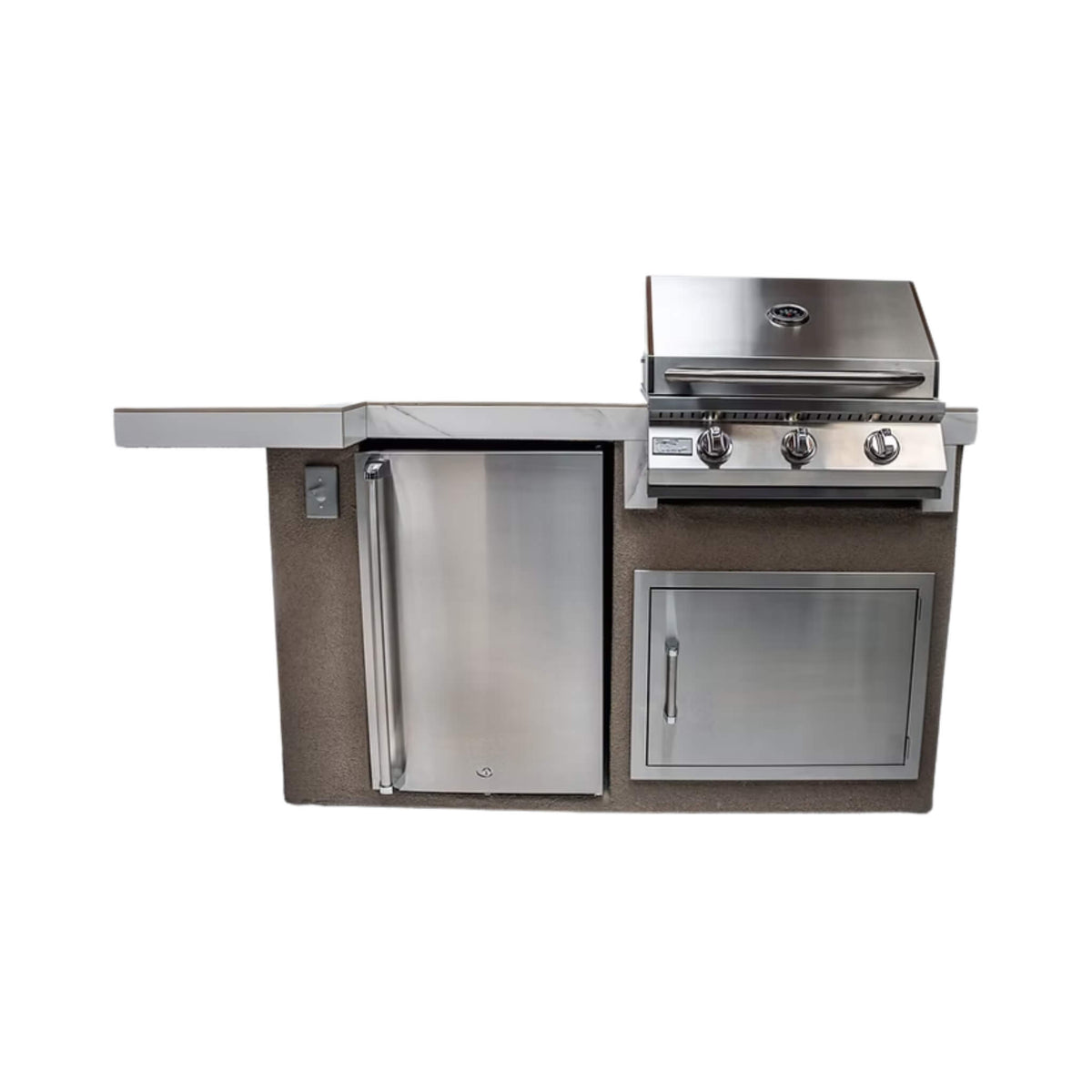 KoKoMo Mini Maui Outdoor Kitchen BBQ Island With LED Lights, Built-In BBQ And Refrigerator - Made-To-Order - 6'