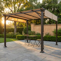 10 Ft. X 10 Ft. Steel Patio Pergola with Beige Shade Canopy