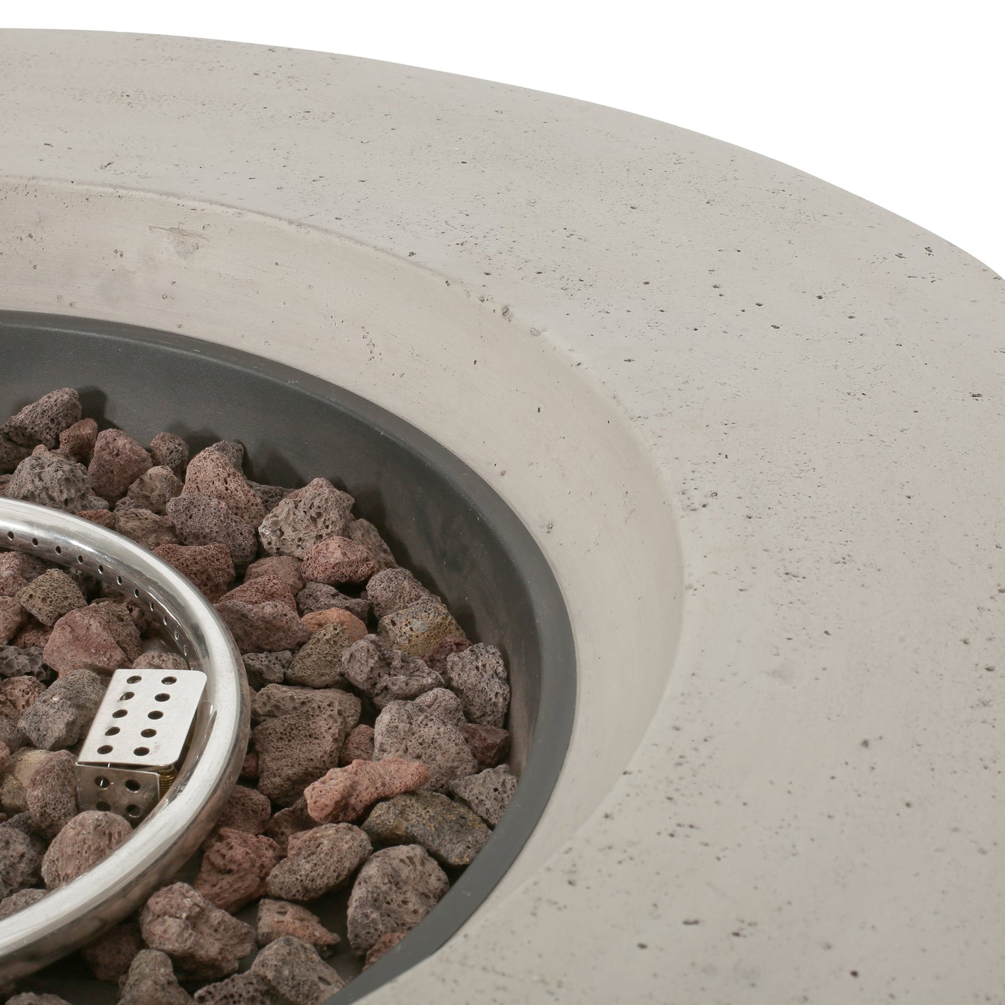 Modern Outdoor 50000 BTU Round MgO Concrete Propane Fire Pit, Light Grey