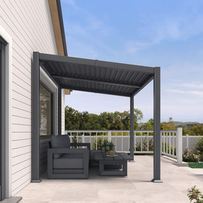 Alora Modern Louvered Aluminum Pergola With Sloped Roof 8'x10'