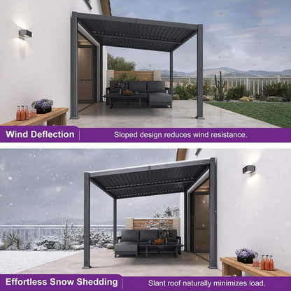 Alora Modern Louvered Aluminum Pergola With Sloped Roof 8'x10'