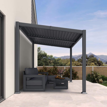 Alora Modern Louvered Aluminum Pergola With Sloped Roof 8'x12'
