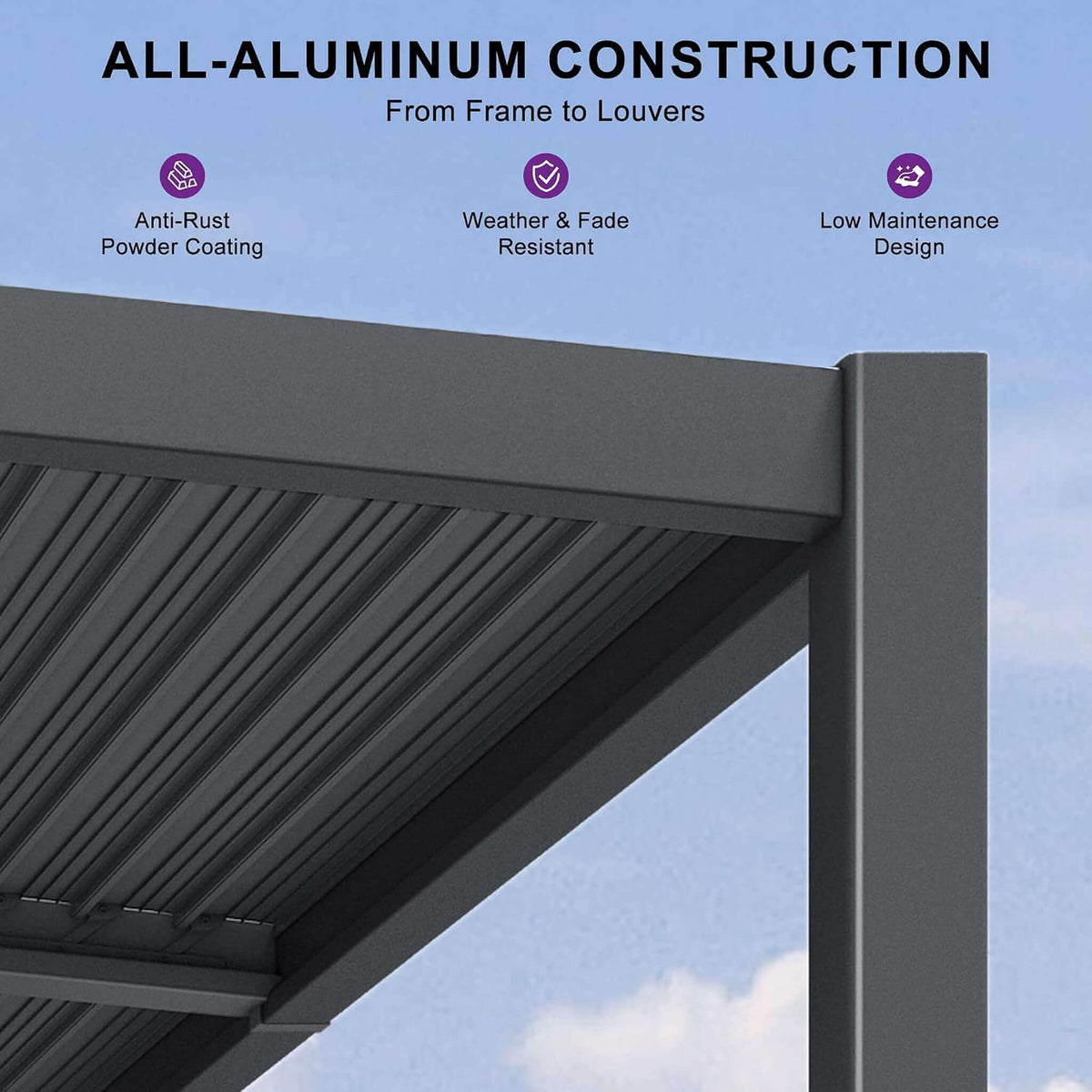 Alora Modern Louvered Aluminum Pergola With Sloped Roof 10'x12'