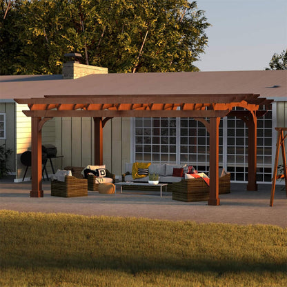Premium All-Season Backyard Cedar Wood Pergola With Arched Roof - 10' x 12'