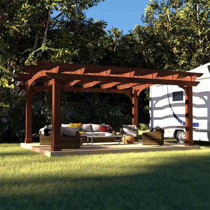Premium All-Season Backyard Cedar Wood Pergola With Arched Roof - 10' x 12'