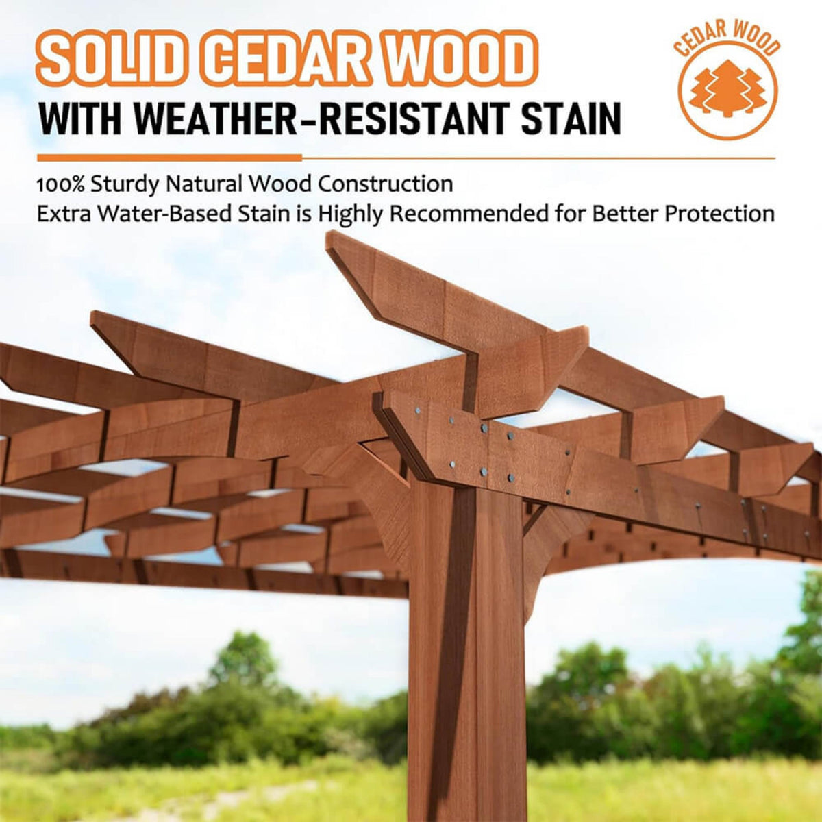 Premium All-Season Backyard Cedar Wood Pergola With Arched Roof - 10' x 12'