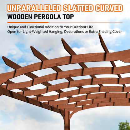 Premium All-Season Backyard Cedar Wood Pergola With Arched Roof - 10' x 12'