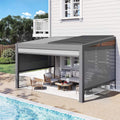 Alora Luxury Wall-Mounted Aluminum Louvered Pergola With Pull-Down Screens (SAK91537)