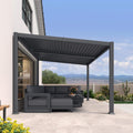 Alora Modern Louvered Aluminum Pergola With Sloped Roof - 10' x 14'