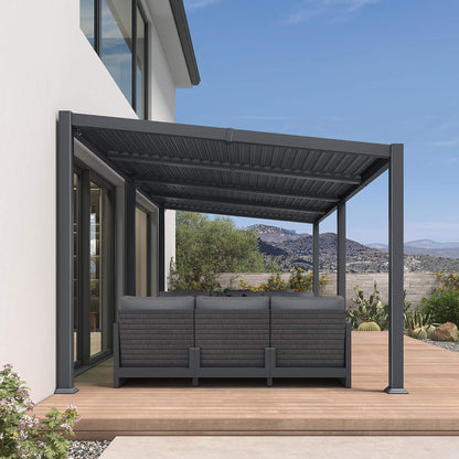 Alora Modern Louvered Aluminum Pergola With Sloped Roof 10'x20'