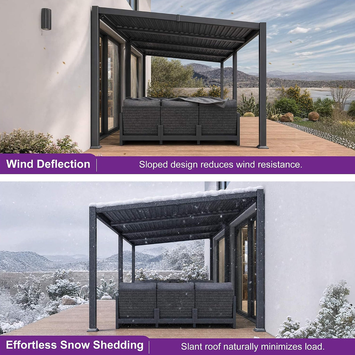 Alora Modern Louvered Aluminum Pergola With Sloped Roof 10'x20'