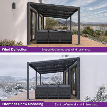 Alora Modern Louvered Aluminum Pergola With Sloped Roof 10'x20'