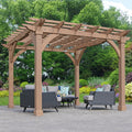 12x12 ft Cedar Wood Pergola Kit – Yardistry Pergola with 6x6 Posts & Trellis Roof for Backyard, Deck & Garden