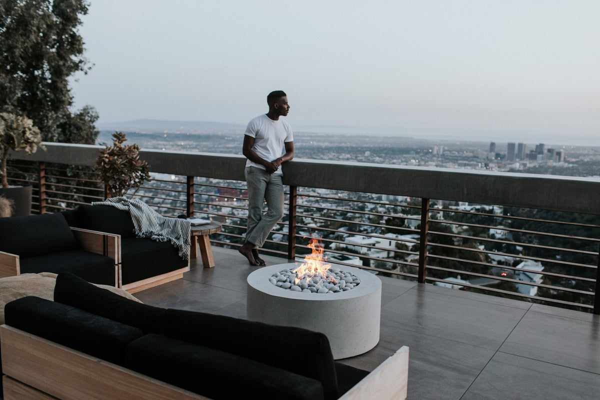 HPC Belmont Lightweight Concrete Fire Pit – 36″ — lifestyle