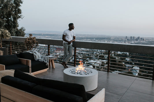 HPC Belmont Lightweight Concrete Fire Pit – 36″ — lifestyle