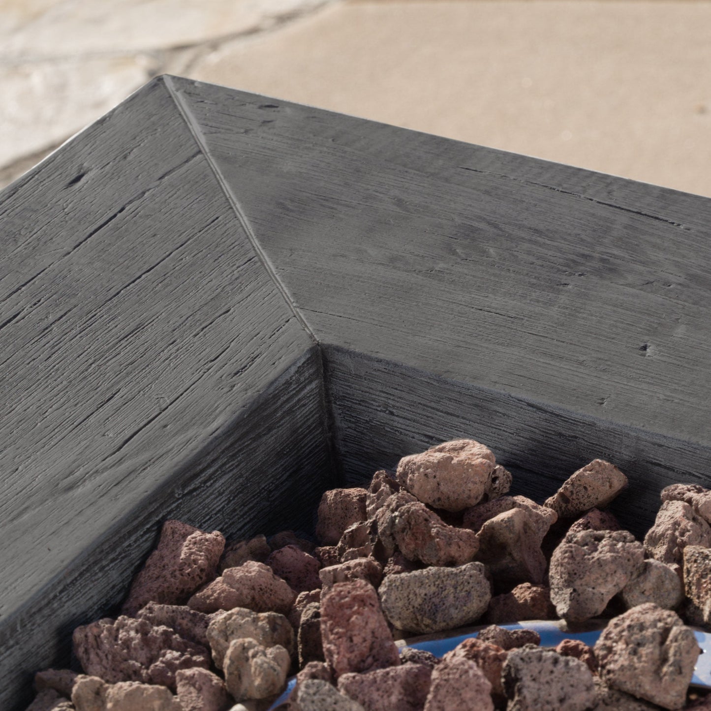 ANCHORAGE 32'' Wood Square MGO Fire Pit Grey - 40,000 BTU