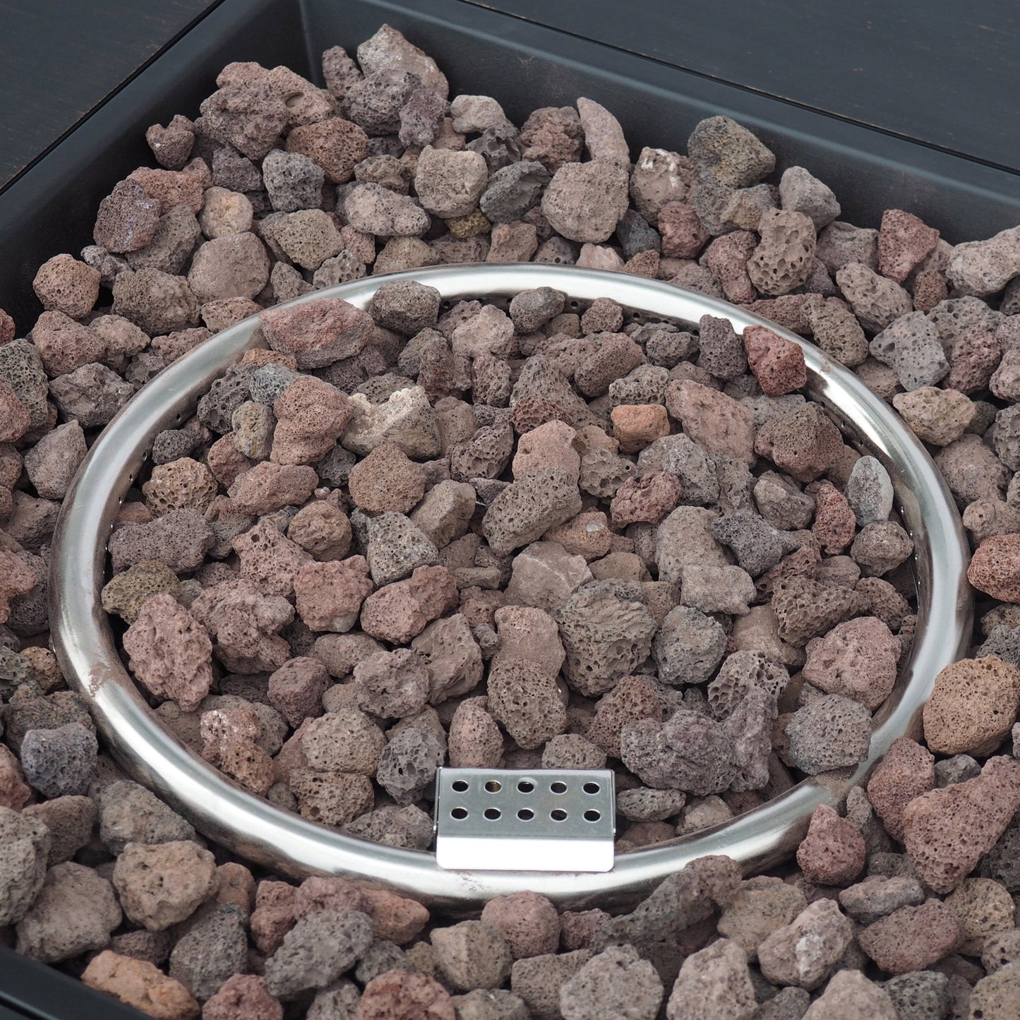 33' Outdoor Iron Square Propane Fire Pit, Tank Inside, Brushed Brown 50,000 BTU