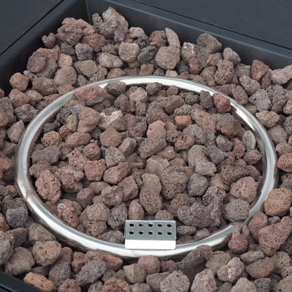 33' Outdoor Iron Square Propane Fire Pit, Tank Inside, Brushed Brown 50,000 BTU