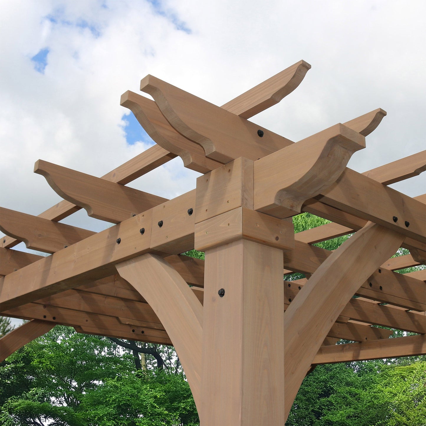 12x12 ft Cedar Wood Pergola Kit – Yardistry Pergola with 6x6 Posts & Trellis Roof for Backyard, Deck & Garden