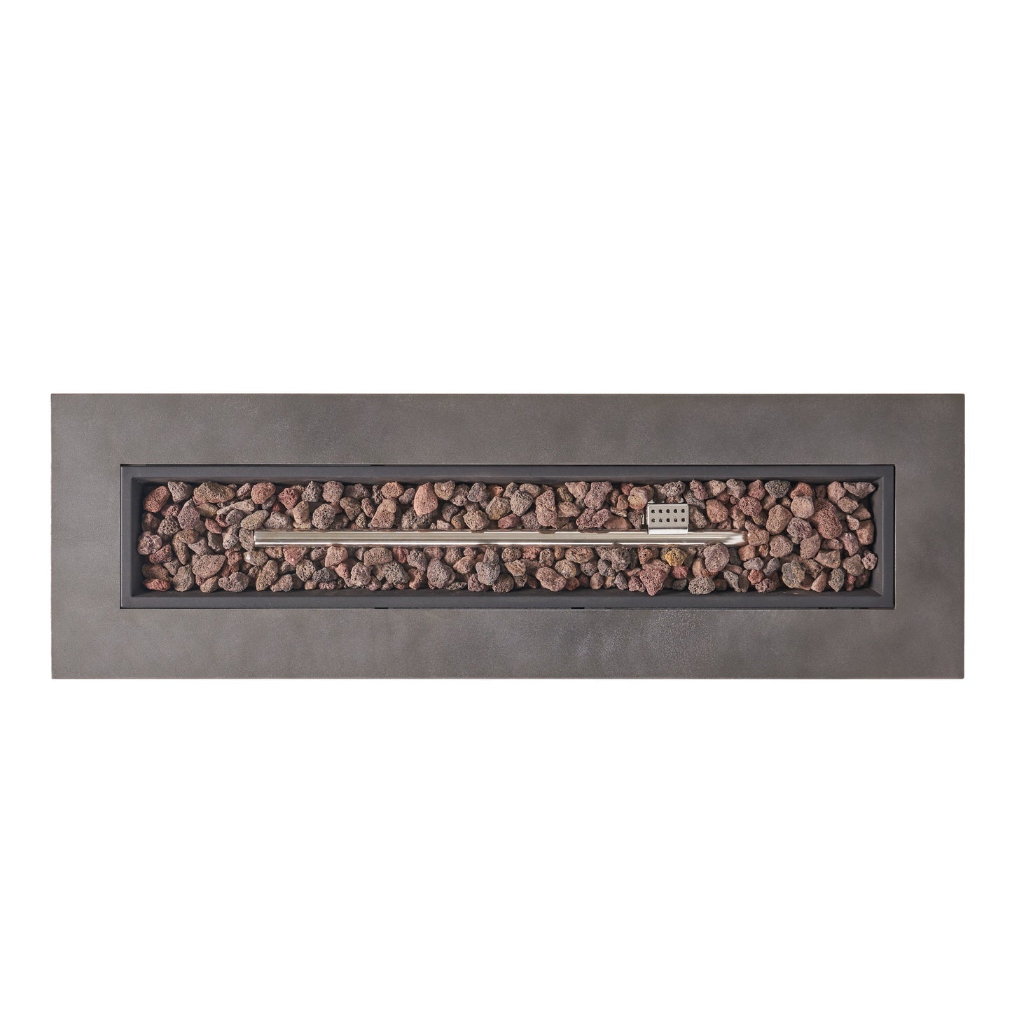 RECTANGULAR IRON FIRE PIT 50,000 BTU WITH TANK HOLDER, Stone Gray