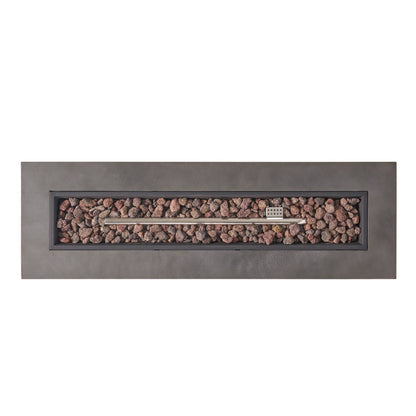 RECTANGULAR IRON FIRE PIT 50,000 BTU WITH TANK HOLDER, Stone Gray