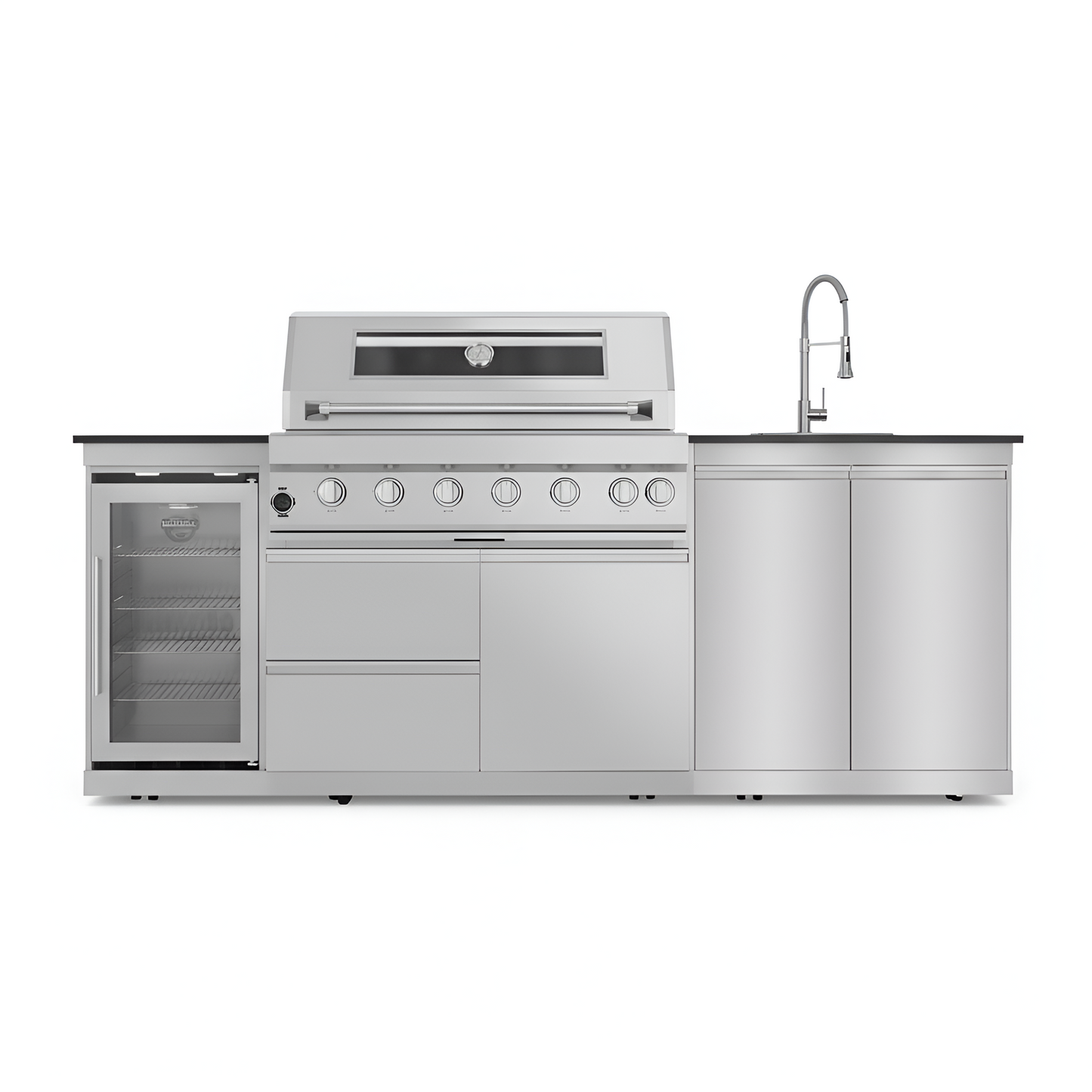 43 In. 6-Burner Propane Gas Grill Island Outdoor Kitchen in Stainless Steel with Refrigerator, Sink