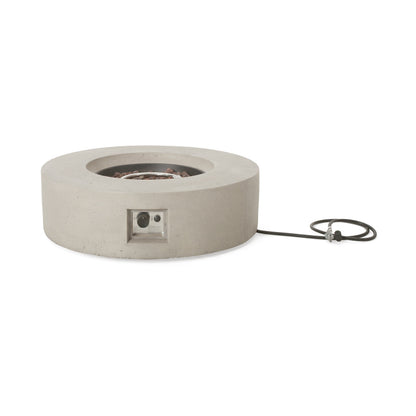 Modern Outdoor 50000 BTU Round MgO Concrete Propane Fire Pit, Light Grey