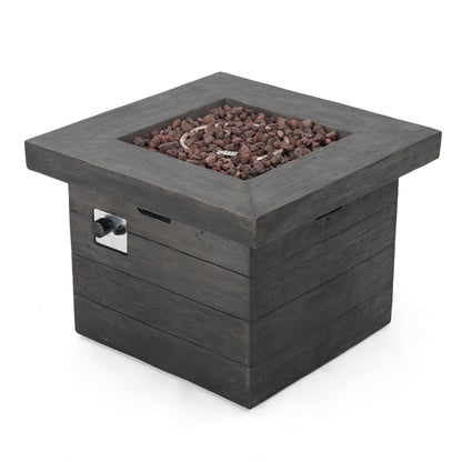 ANCHORAGE 32'' Wood Square MGO Fire Pit Grey - 40,000 BTU