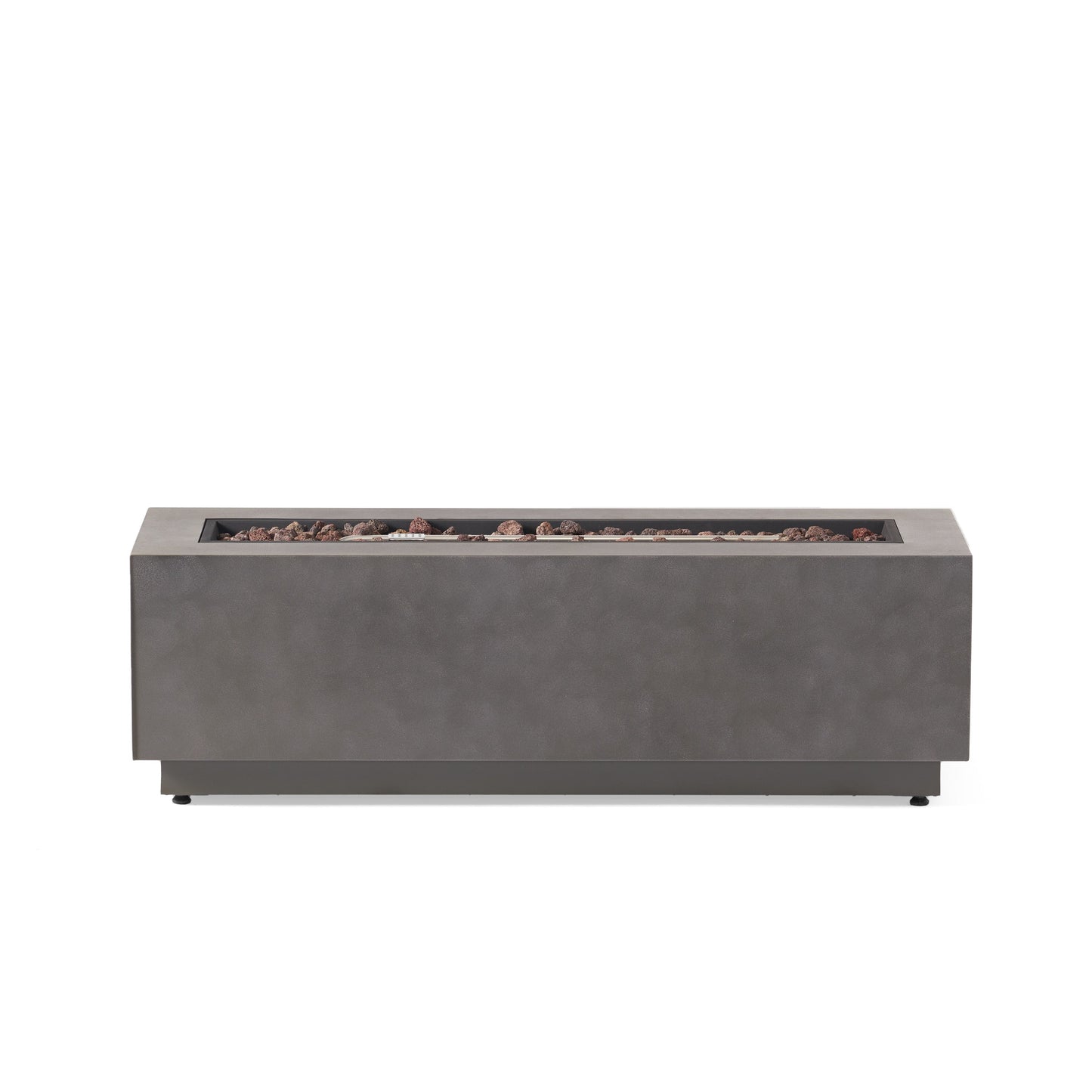 RECTANGULAR IRON FIRE PIT 50,000 BTU WITH TANK HOLDER, Stone Gray