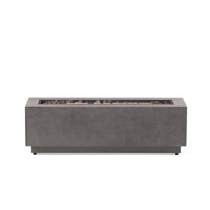 RECTANGULAR IRON FIRE PIT 50,000 BTU WITH TANK HOLDER, Stone Gray