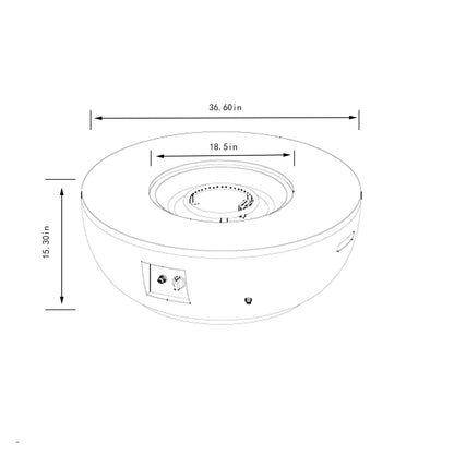 36'' Propane Gas Fire Pit Table - Grey Steel