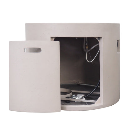 Light Grey Magnesium Oxide 31 in Round Fire Pit with 40,000 BTU for Patio Use