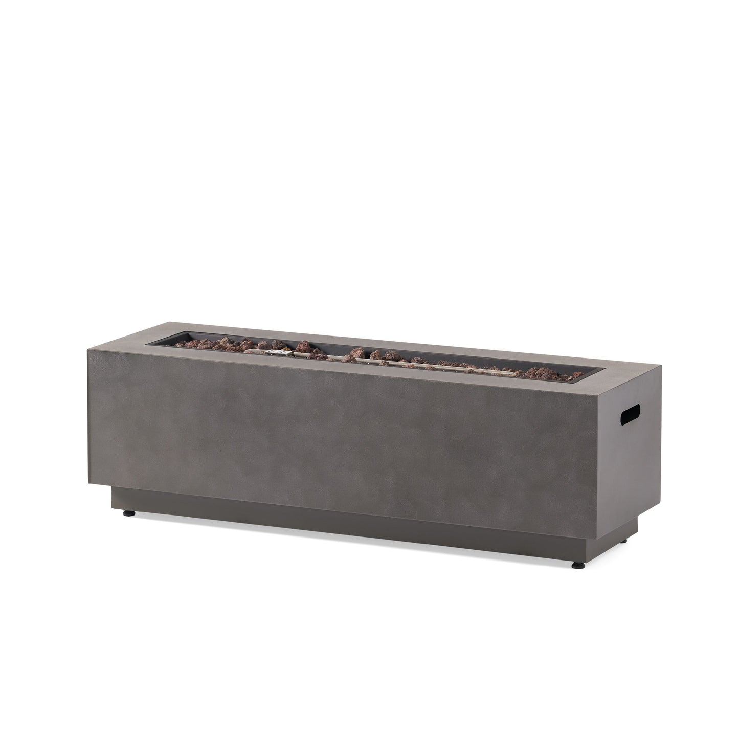 RECTANGULAR IRON FIRE PIT 50,000 BTU WITH TANK HOLDER, Stone Gray