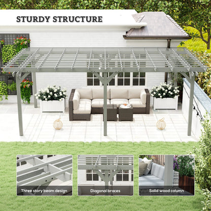 12x20 ft Wooden Pergola – Large Fir Wood Pergola Gazebo for Backyard, Garden & Deck, Gray Heavy-Duty Grape Tre
