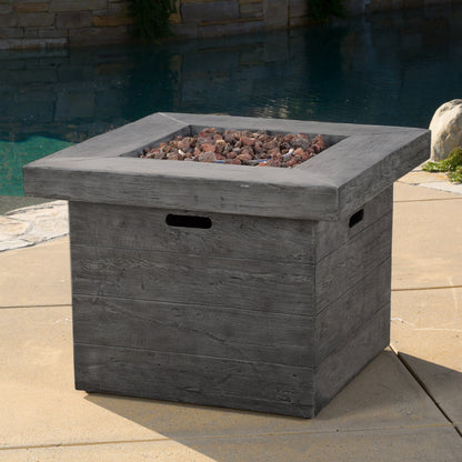 ANCHORAGE 32'' Wood Square MGO Fire Pit Grey - 40,000 BTU
