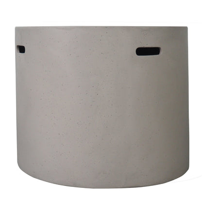 Light Grey Magnesium Oxide 31 in Round Fire Pit with 40,000 BTU for Patio Use