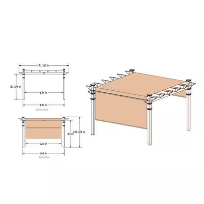 11x11 ft – White Vinyl Pergola with Adjustable Canopy