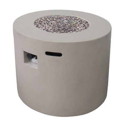 Light Grey Magnesium Oxide 31 in Round Fire Pit with 40,000 BTU for Patio Use