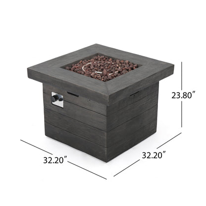ANCHORAGE 32'' Wood Square MGO Fire Pit Grey - 40,000 BTU