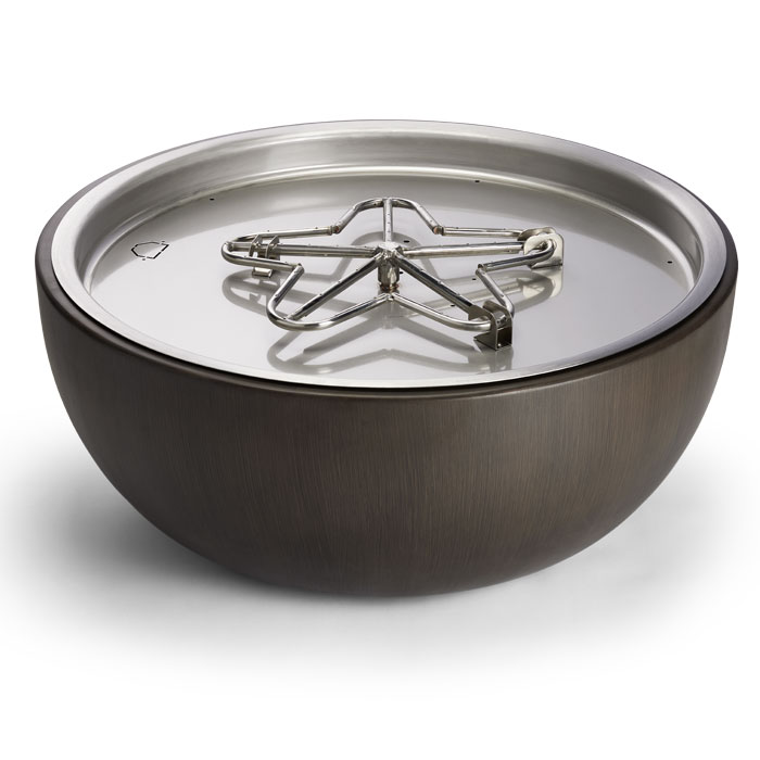 HPC Walnut-Finish Spun Aluminum Fire Bowl – 35″