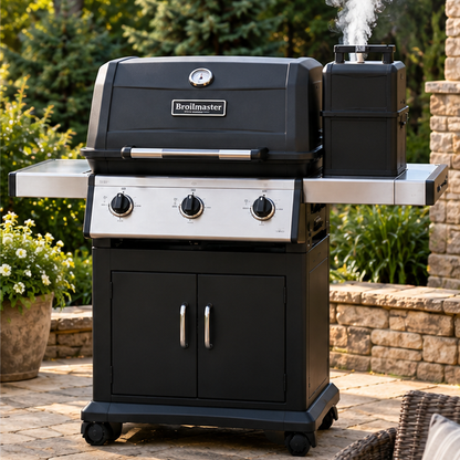 Broilmaster P3SX Super Premium Cast Aluminum Outdoor Grill With Flare Busters, Griddle And Smoker