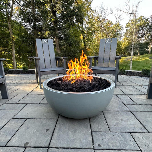 HPC Stone-Finish Spun Aluminum Fire Bowl – 35″ — lifestyle