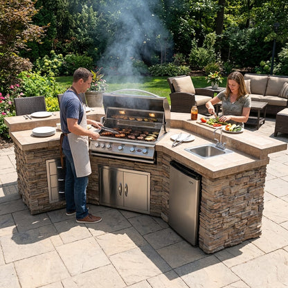 Cal Flame Laguna Q BBQ Island With P4 Grill 190"