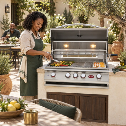 Cal Flame P4 4-Burner Built-In Grill With Rotisserie 31.75"