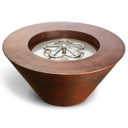 HPC Mesa Hammered Copper Fire Bowl – 32″ — exact action photo
